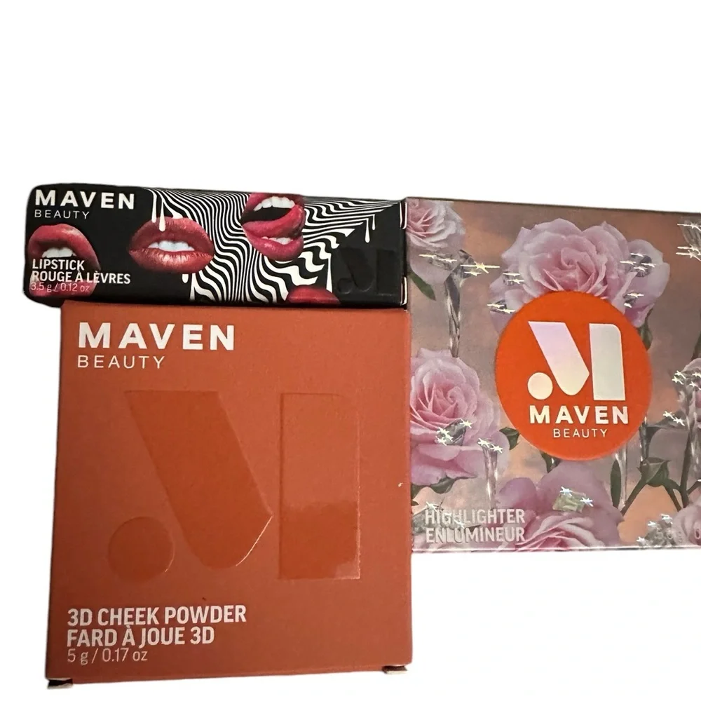 Maven🥳HOST PICK🥳 Bundle 3D Cheek Powder, Highlighter & Sue Velvet Lipstick NIB